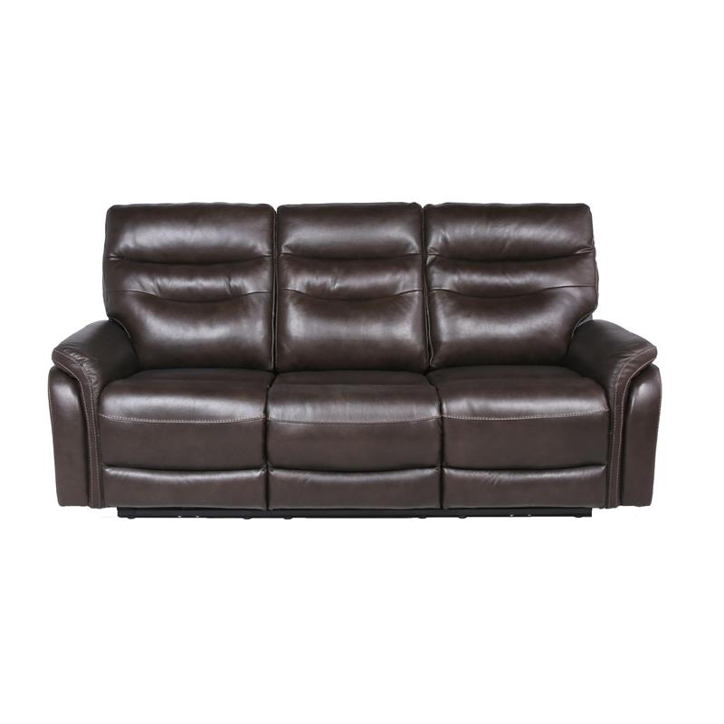 Pemberly Row Contemporary Dark Brown Leather Power Recliner Sofa