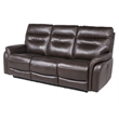 Pemberly Row Contemporary Dark Brown Leather Power Recliner Sofa
