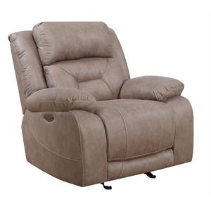 Pemberly Row Transitional Fabric Power Recliner in Desert Sand