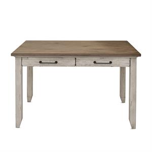 Pemberly Row Farmhouse Rustic Ivory and Honey Multi-Function Table