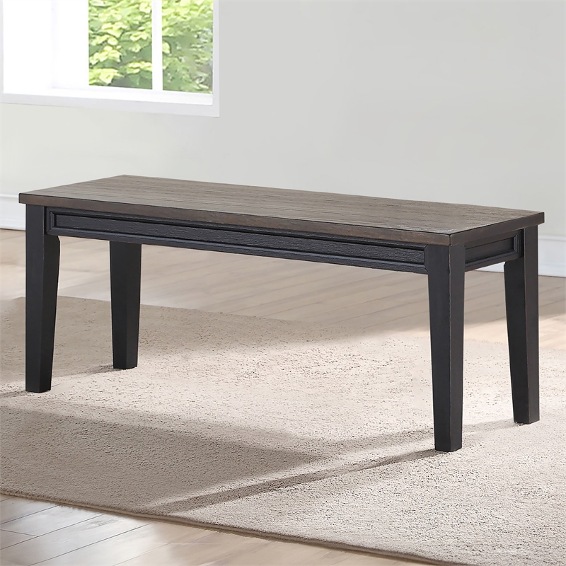Pemberly Row Noir Two-Tone Ebony Back and Driftwood Dining Bench Solid wood