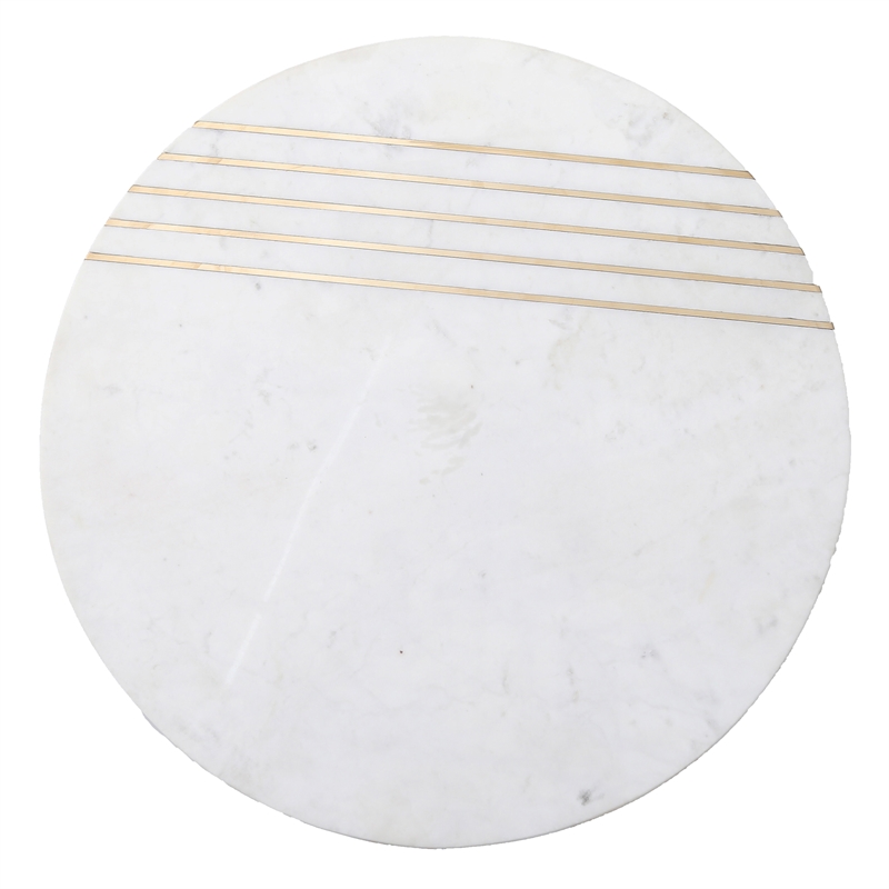 Pemberly Row White Marble and Solid Acacia Round Nesting Tables