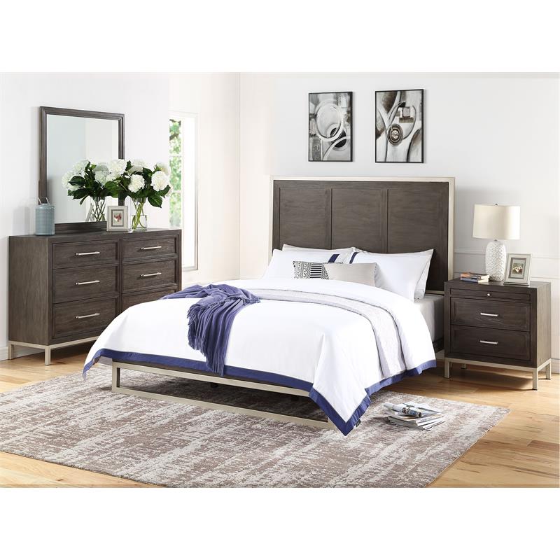 Pemberly Row Contemporary Walnut Engineered Wood 2-drawer Nightstand