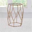 Pemberly Row Hexagonal Clear Glass and Metal Chairside End Table