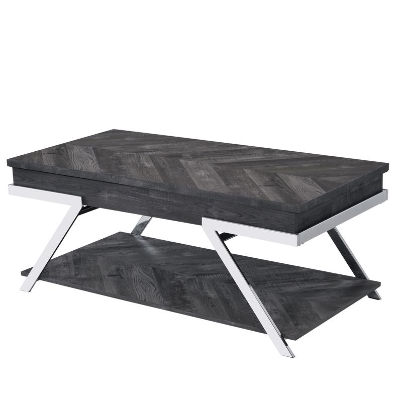 Pemberly Row Dark Gray Wood and Laminate 3-Piece Occasional Table Set