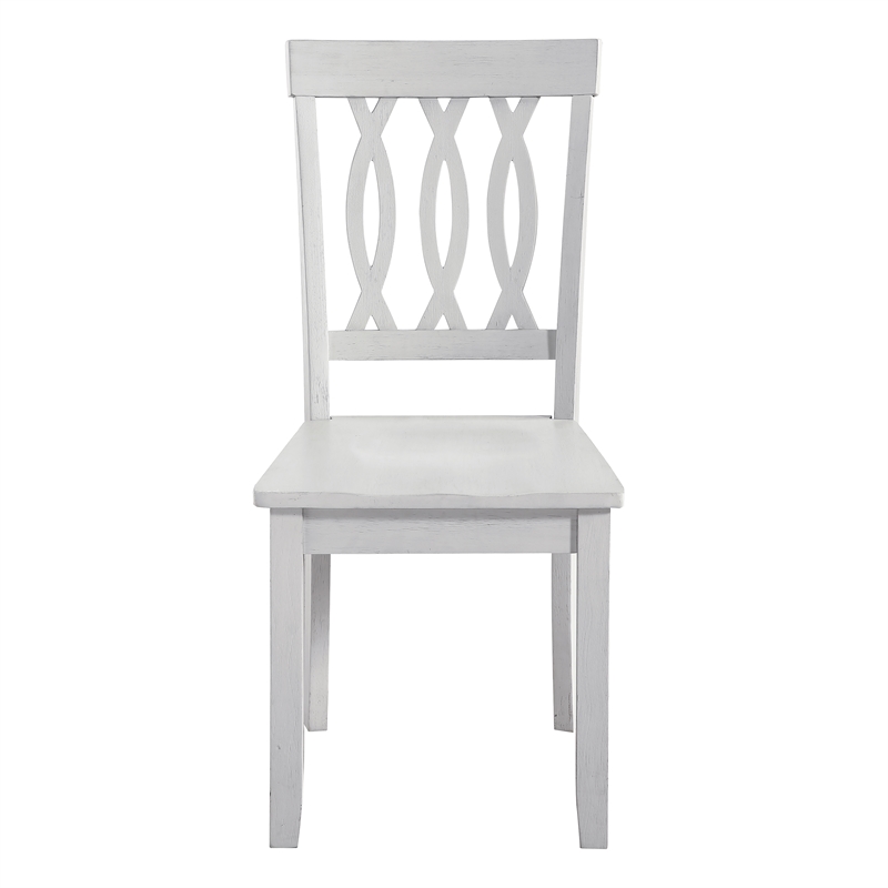 Pemberly Row Farmhouse White Wood 5-Piece Drop-Leaf Dining Set