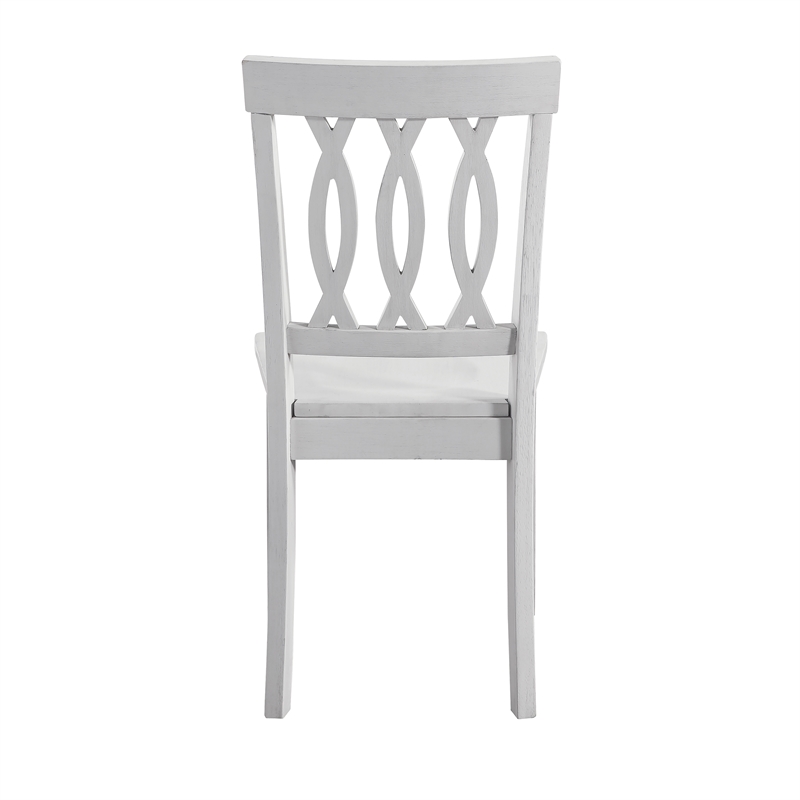 Pemberly Row Farmhouse White Wood 5-Piece Drop-Leaf Dining Set