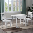 Pemberly Row Farmhouse White Wood 5-Piece Drop-Leaf Dining Set