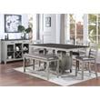 Pemberly Row Stone Gray and Charcoal Wood 7-Piece Dining Set with Server