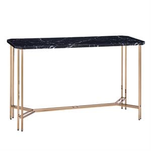 Pemberly Row Modern Transitional Black Faux Marble Sofa Table