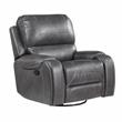 Pemberly Row Gray Faux Leather Manual Swivel Glider Recliner Chair