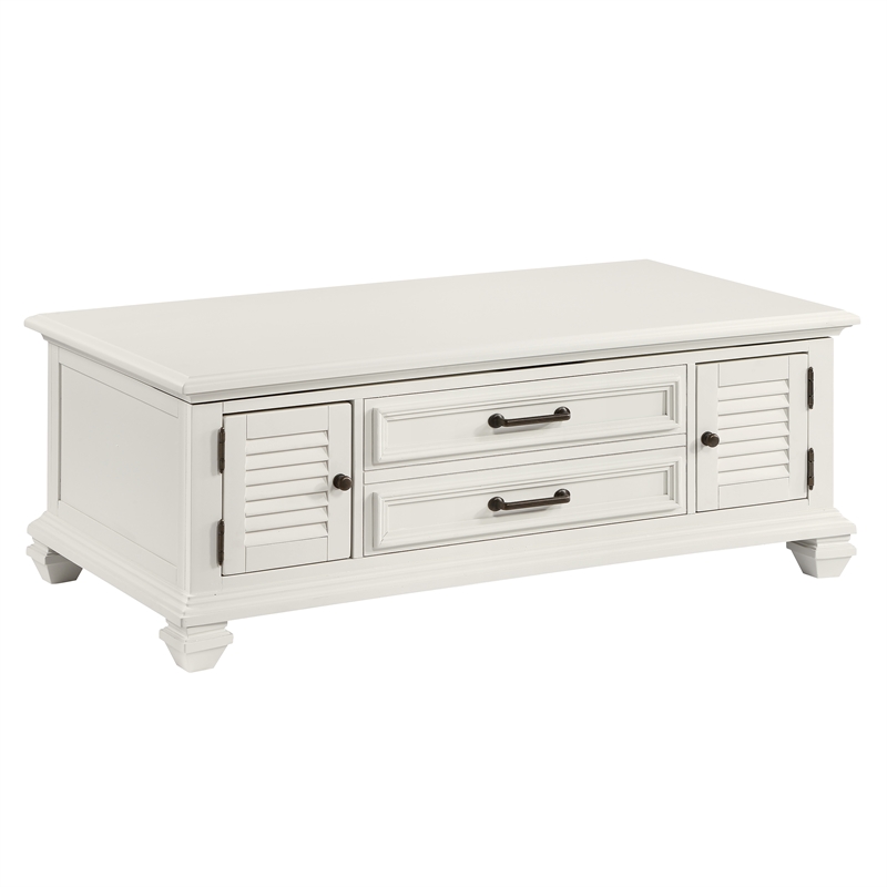 Pemberly Row Modern Farmhouse Soft White Lift-top Wood Coffee Table