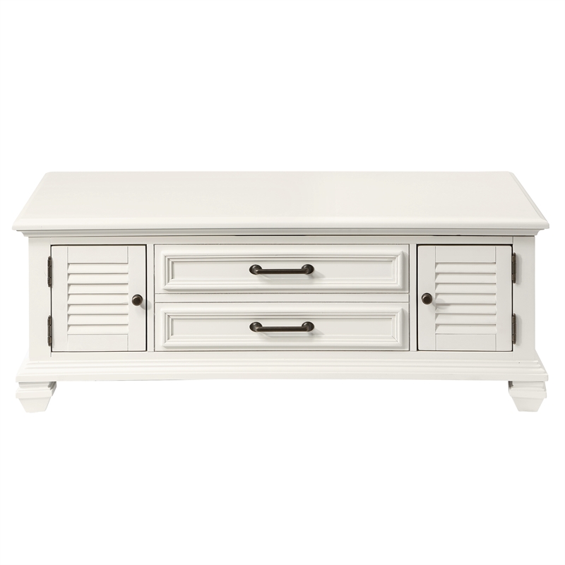 Pemberly Row Modern Farmhouse Soft White Lift-top Wood Coffee Table
