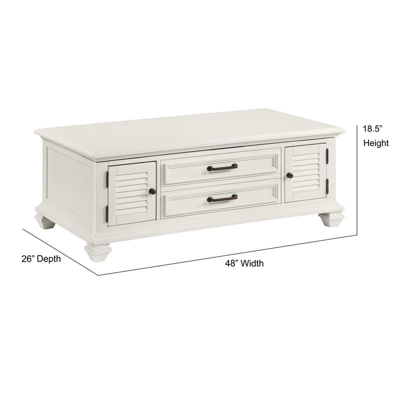 Pemberly Row Modern Farmhouse Soft White Lift-top Wood Coffee Table