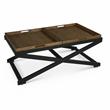 Pemberly Row Transitional Walnut and Ebony Solid Wood Cocktail Table