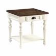 Pemberly Row Farmhouse Two-tone Ivory and Mocha Wood End Table