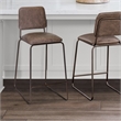 Pemberly Row Metal Counter Stool with Cocoa Brown Faux Leather Seat
