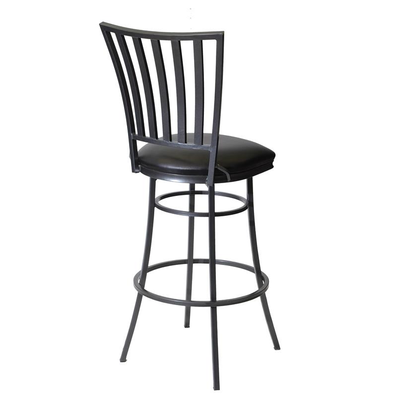 Pemberly Row Transitional Commercial Grade Black Metal Swivel Barstool