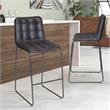 Pemberly Row Dark Gray Metal and Tufted Faux Leather Bar Stool