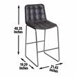 Pemberly Row Dark Gray Metal and Tufted Faux Leather Bar Stool