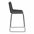 Pemberly Row Dark Gray Metal and Tufted Faux Leather Bar Stool