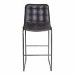 Pemberly Row Dark Gray Metal and Tufted Faux Leather Bar Stool