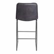 Pemberly Row Dark Gray Metal and Tufted Faux Leather Bar Stool