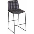 Pemberly Row Dark Gray Metal and Tufted Faux Leather Bar Stool