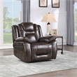 Pemberly Row Transitional Brown Faux Leather Dual Power Recliner
