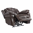 Pemberly Row Transitional Brown Faux Leather Dual Power Recliner