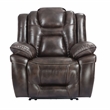 Pemberly Row Transitional Brown Faux Leather Dual Power Recliner
