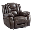 Pemberly Row Transitional Brown Faux Leather Dual Power Recliner