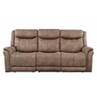 Pemberly Row Camel Brown Polyester Faux Suede Leather Power Reclining Sofa