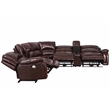 Pemberly Row Brown Leather 7-Piece Power Reclining Sectional