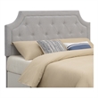 Pemberly Row Gray Microfiber Upholstered Diamond Tufted Queen Headboard