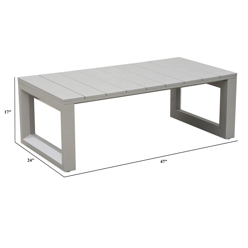 Pemberly Row Modern Coastal Gray Aluminum Patio Cocktail Table