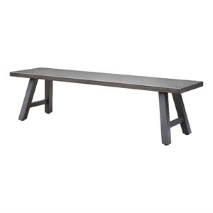 Pemberly Row Modern Coastal Brown Aluminum Patio Backless Bench