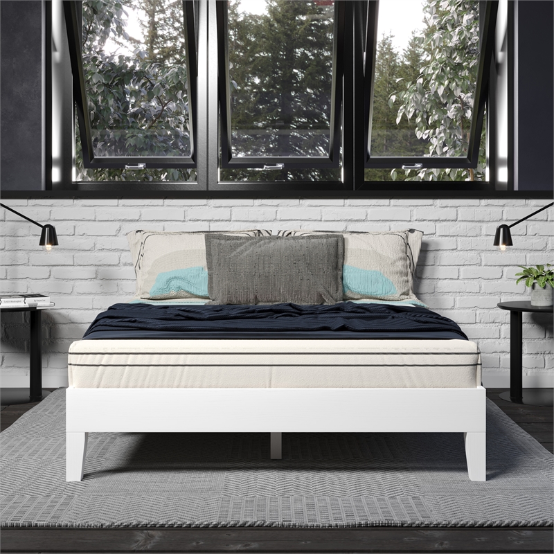 Pemberly Row Modern / Contemporary Full White Wood Platform Bed