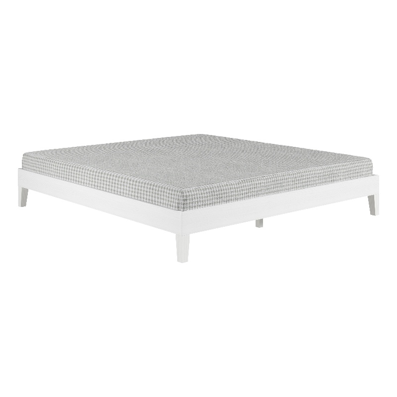 Pemberly Row Modern / Contemporary King White Wood Platform Bed