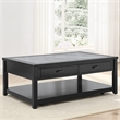Pemberly Row Transitional Gray Stone Top Cocktail Table with Casters