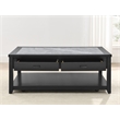 Pemberly Row Transitional Gray Stone Top Cocktail Table with Casters