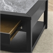Pemberly Row Transitional Gray Stone Top Cocktail Table with Casters