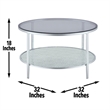 Pemberly Row Contemporary Round Chrome and Tempered Glass Cocktail Table