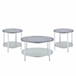 Pemberly Row Contemporary Round Chrome and Tempered Glass Cocktail Table