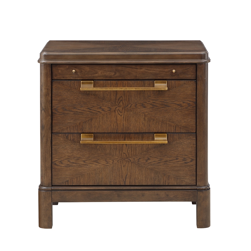 Pemberly Row Contemporary Walnut Brown Wood 2-drawer Nightstand