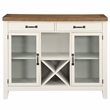 Pemberly Row Farmhouse Off White and Honey Brown Wood Server