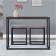 Pemberly Row Contemporary Walnut and Black Metal Counter Bar Set