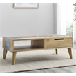 Pemberly Row Mid-Century Natural Finish with Gray Stone Cocktail Table