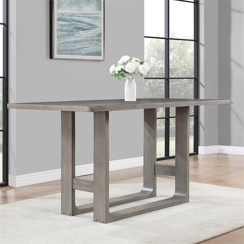 Pemberly Row Farmhouse Gray Wood Counter Height Dining Table
