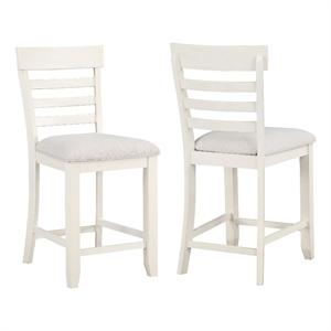 Pemberly Row Farmhouse / Country Off White Wood Counter Chair